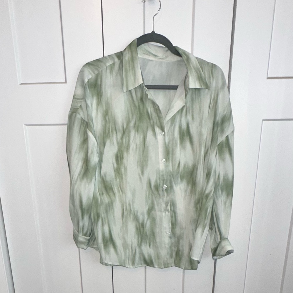 SHEIN Green Artistic Blouse